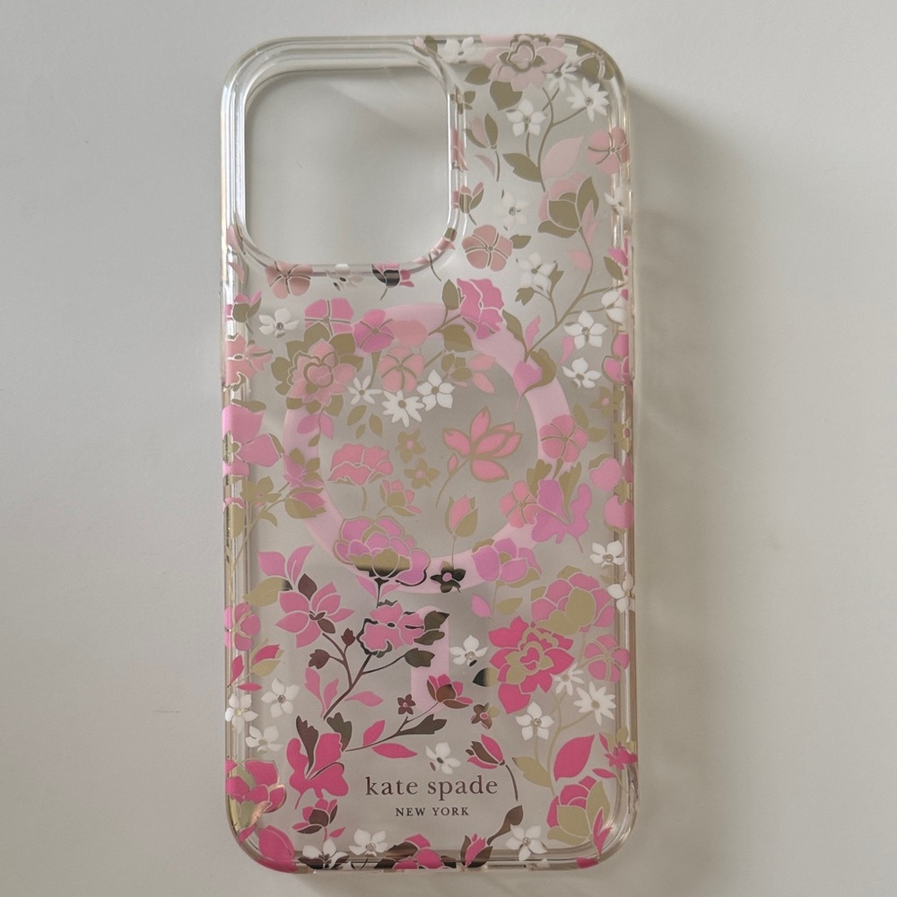 kate spade new york Pink Gold Flowerbed iPhone 15 Pro Max Case